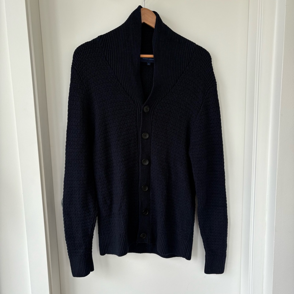 Patrick Assaraf Men's Navy 100% Merino Wool Cardigan Size XL